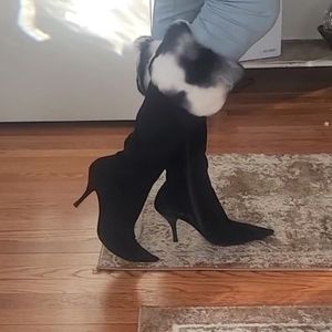 Garolini boots, chinchilla, brand new, leather and fur, mob wife esthic